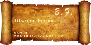 Biburger Ferenc névjegykártya
